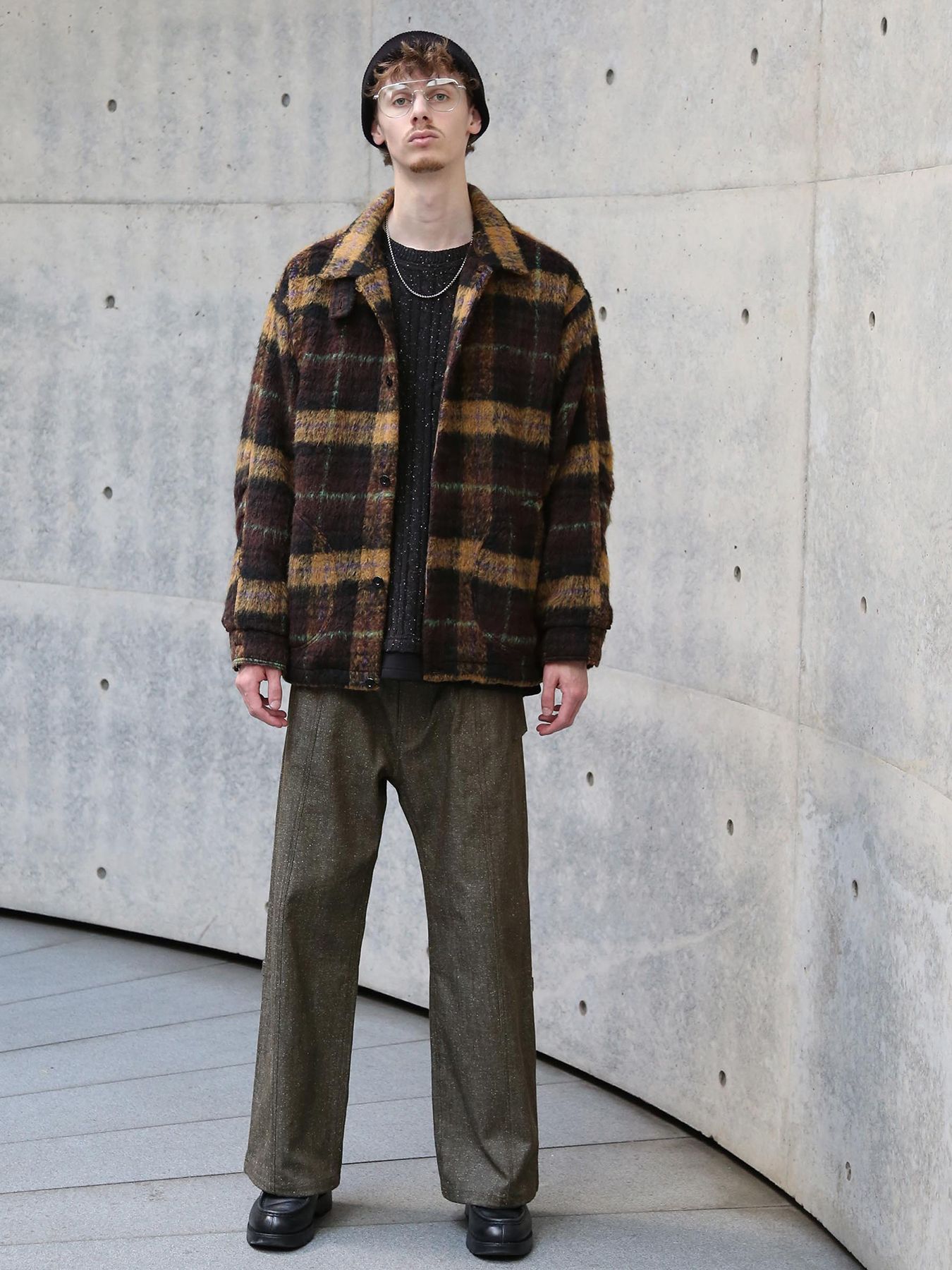 【予約品】WOOLY JKT / ブラウン×マスタード【QUOLT】