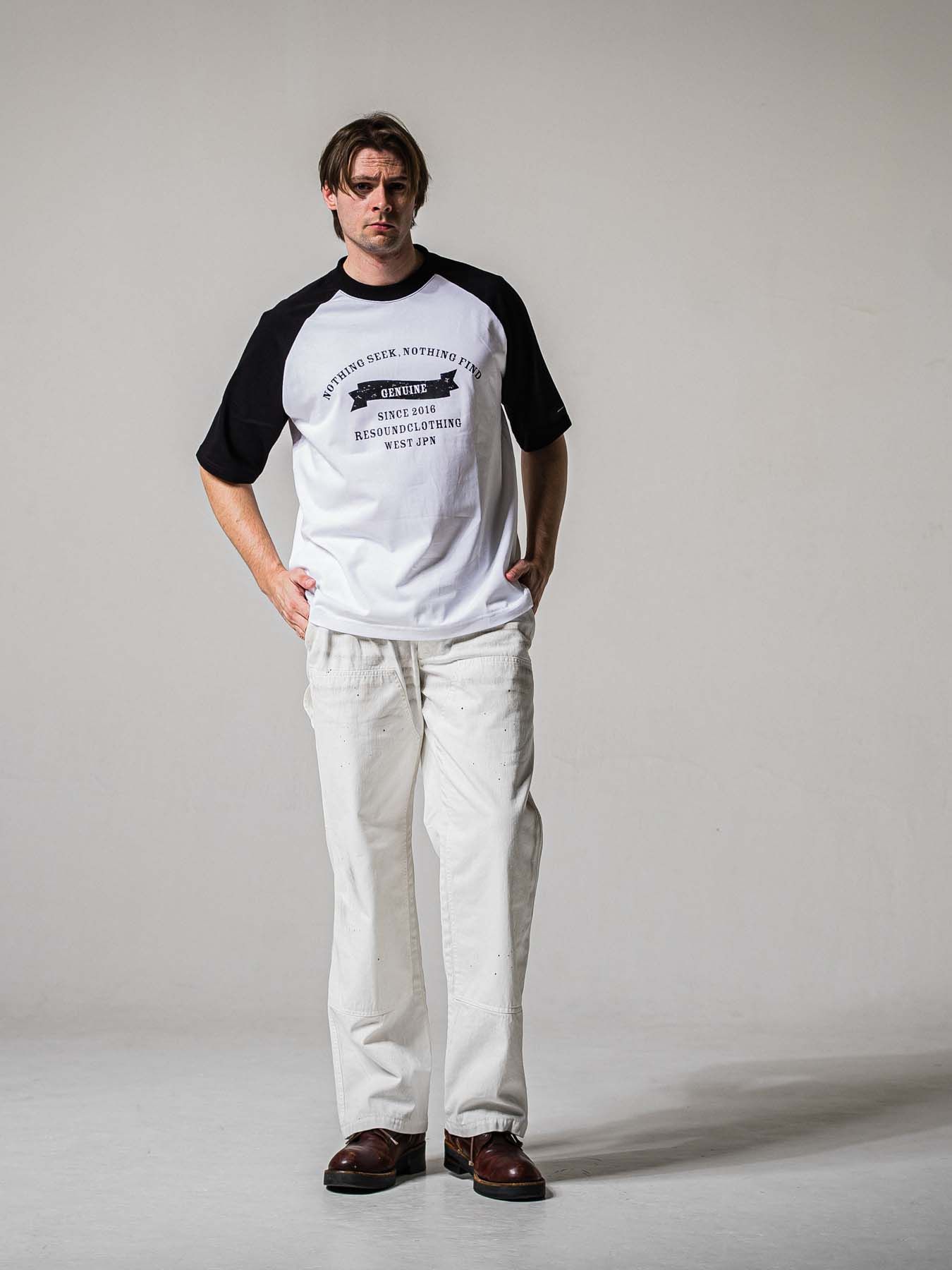 【予約品 11月16日(日) 締切】COLLEGE RAGLAN OVER TEE / カレッジロゴ ラグランスリーブ オーバーTシャツ / ホワイト×ブラック