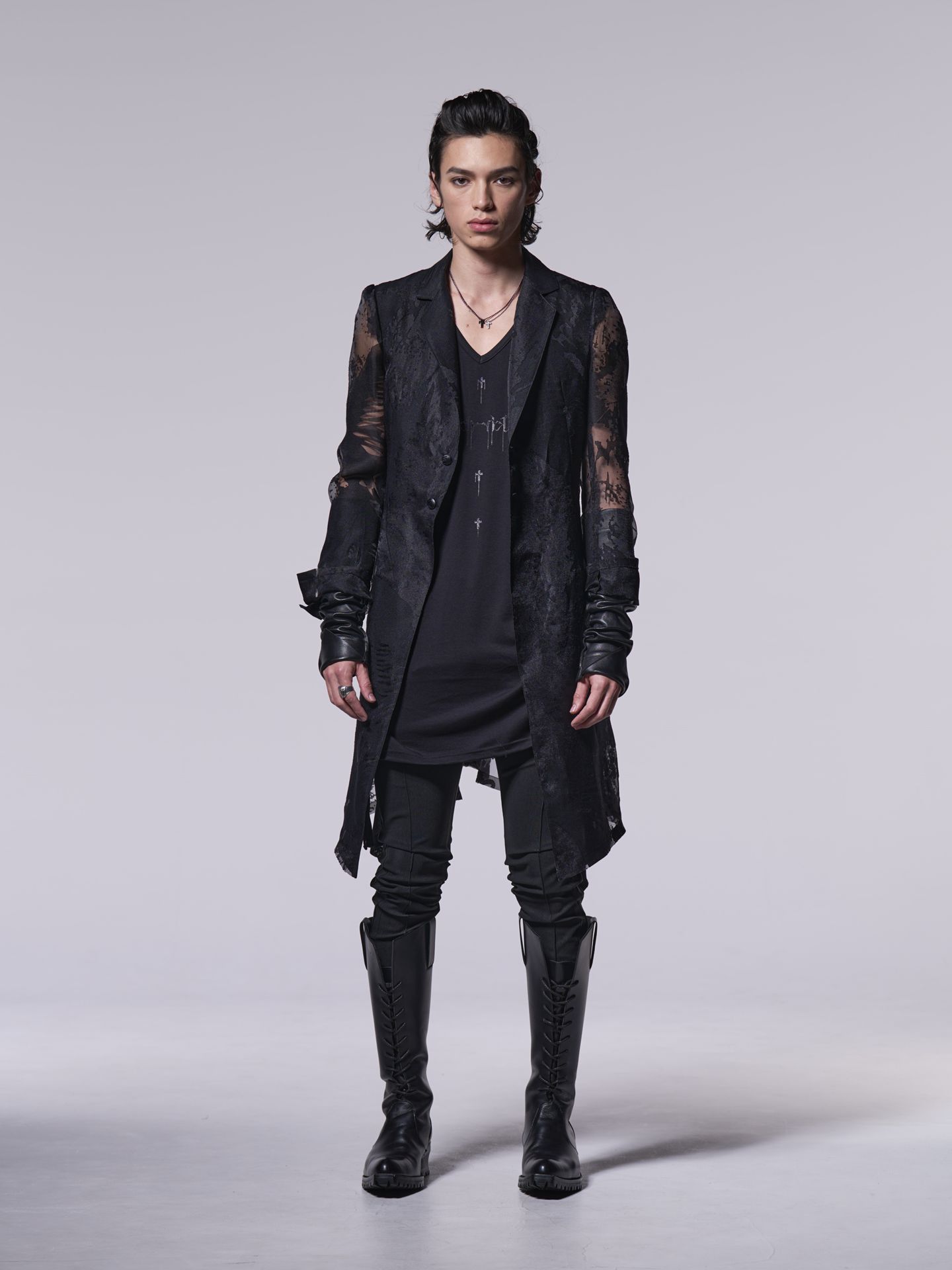 《予約品》  蝶オパール加工FlareJacket / フレアジャケット / ブラック