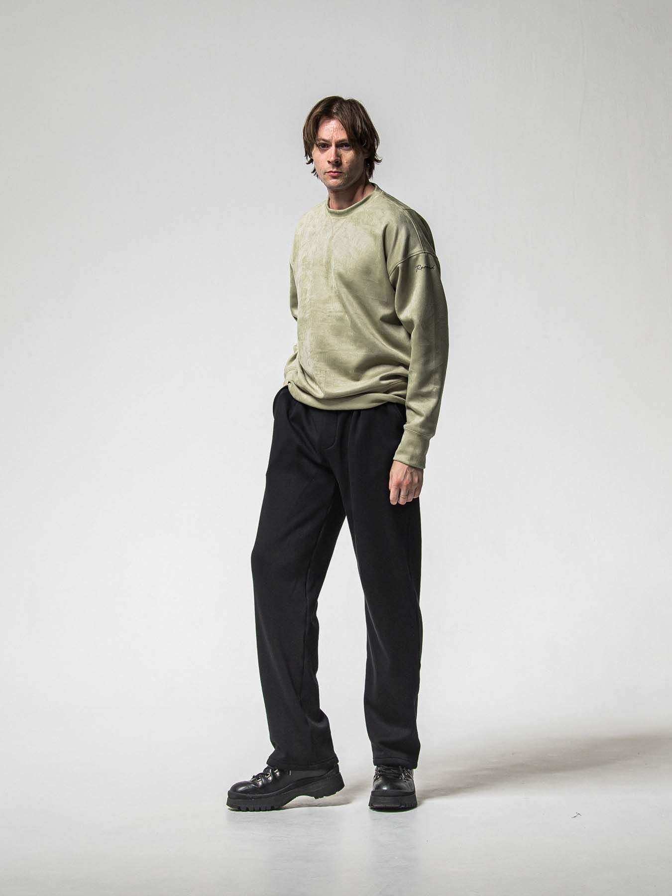 【予約品 8月31日(日) 締切】 VELOURS FLEECE WIDE TUCK PANTS / ベロアフリース ワイドタックパンツ / ブラック