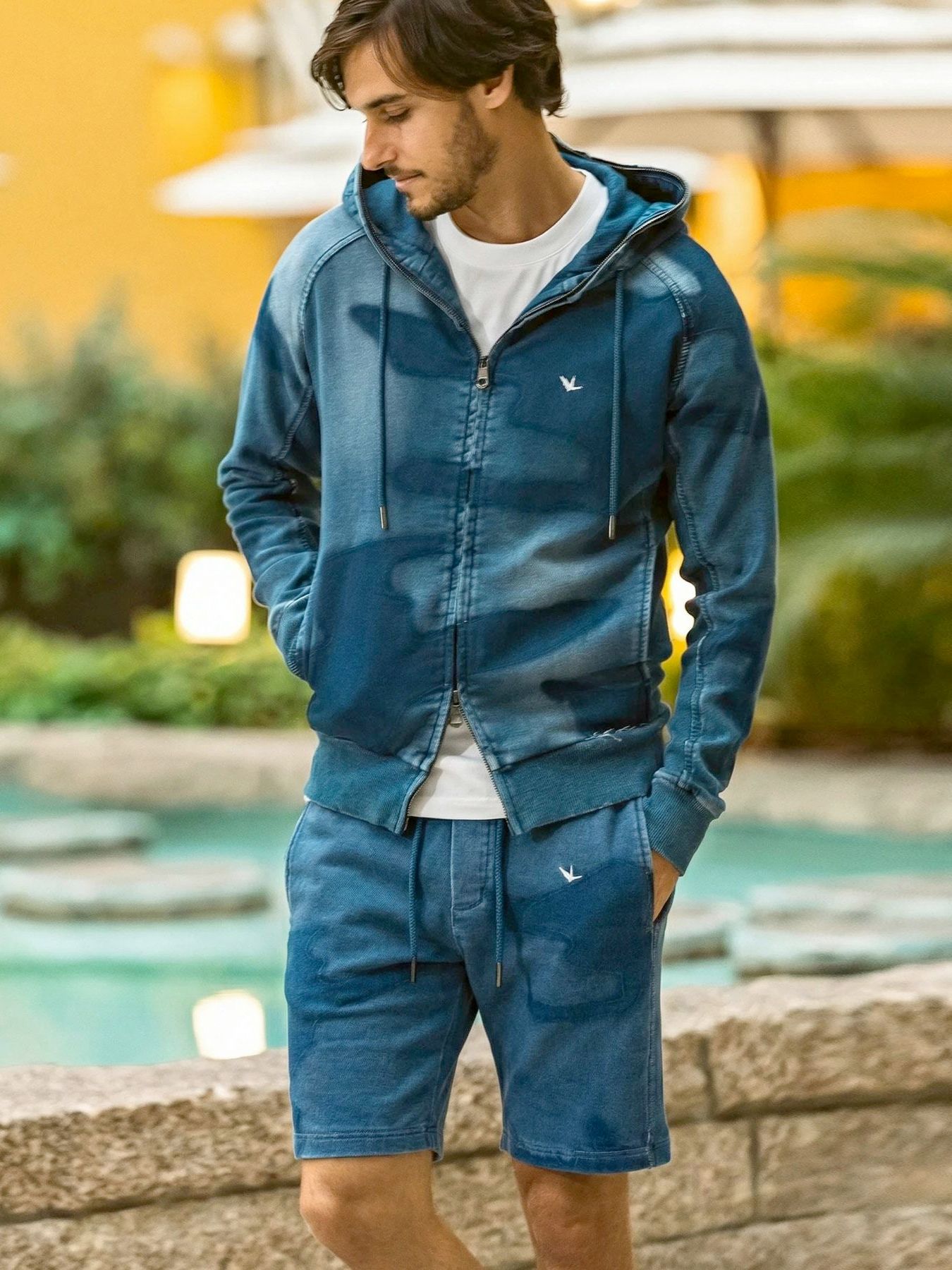 カモ柄ジョグデニムショーツ / インディゴ