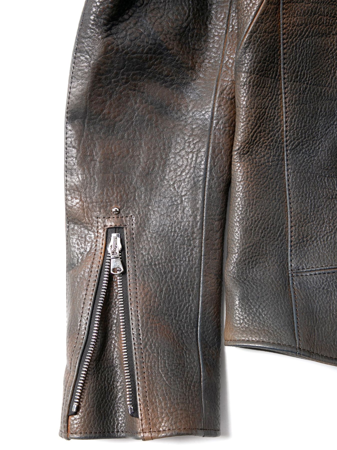 【予約品 10月12日(日) 締切】Full Vegetable Tanned Italian Double Shoulder Steer Hide Garment Burning Dyed Double Riders / イタリアンダブルショルダー燃焼製品染めダブルライダース / HI-FLYER