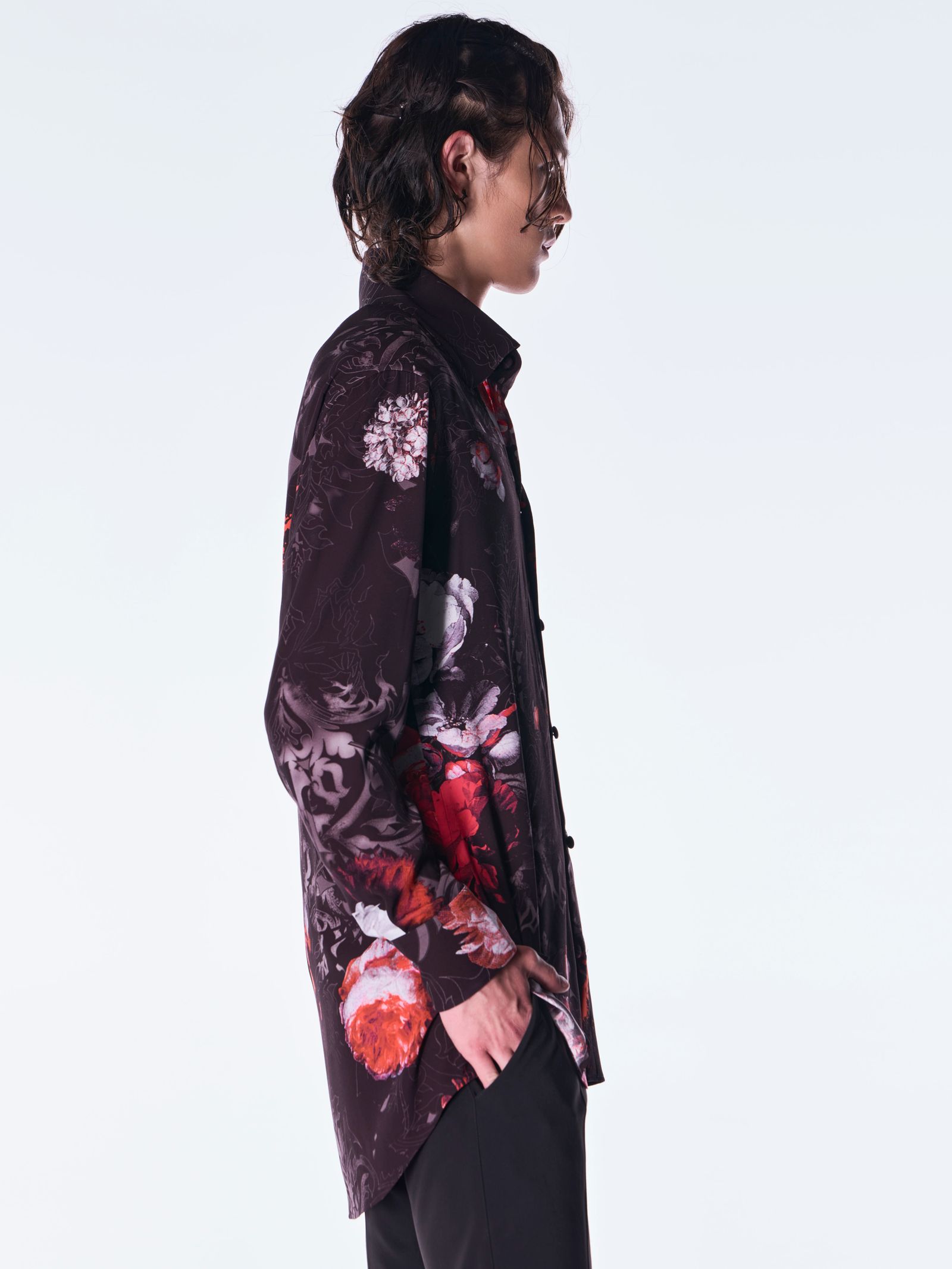 【予約品 6月29日(月) 締切】Goth Flora Shirt / シャツ / ブラック