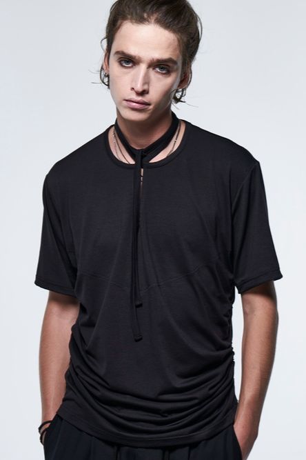 《予約品》 PipingSlitT-Shirt / ブラック 【kiryuyrik】 2023年4月以降入荷予定