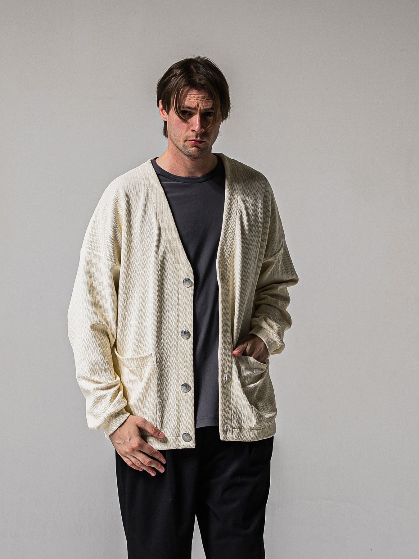 【予約品 11月16日(日) 締切】BLISTER KNIT C/D / ブリスターニットカーディガン  / オフ