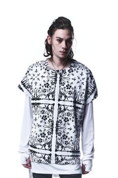 《予約品》 LayerdT-Shirts Tシャツ BANDANA BEATENJIKU / White×Black 【kiryuyrik】 9月入荷予定