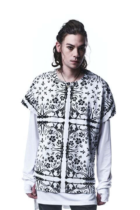 《予約品》 LayerdT-Shirts Tシャツ BANDANA BEATENJIKU / White×Black 【kiryuyrik】 9月入荷予定