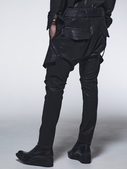 《予約品》 SaruelCargoPants / コーティングブラックカーゴパンツ / ブラック 【kiryuyrik】 10月以降入荷予定