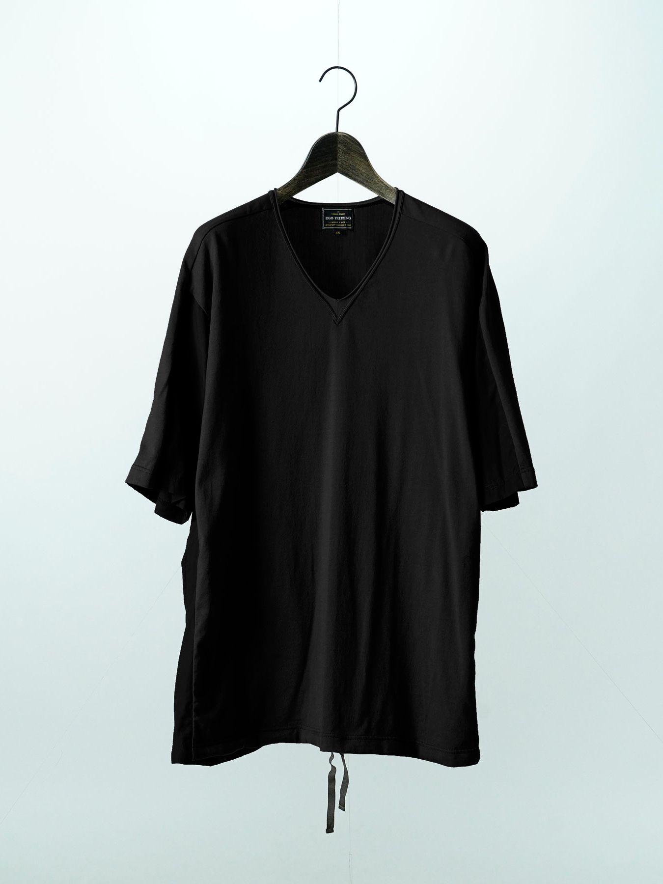 【予約品 11月9日(月) 締切】DUALTEXTEE / 切り替え VネックTシャツ / ブラック