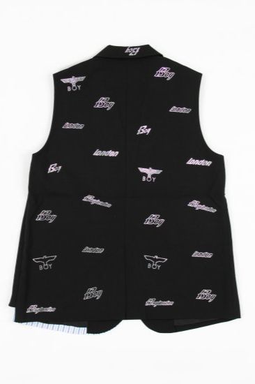 RHINESTONE TAILORED VEST/ ブラック【BOY LONDON】