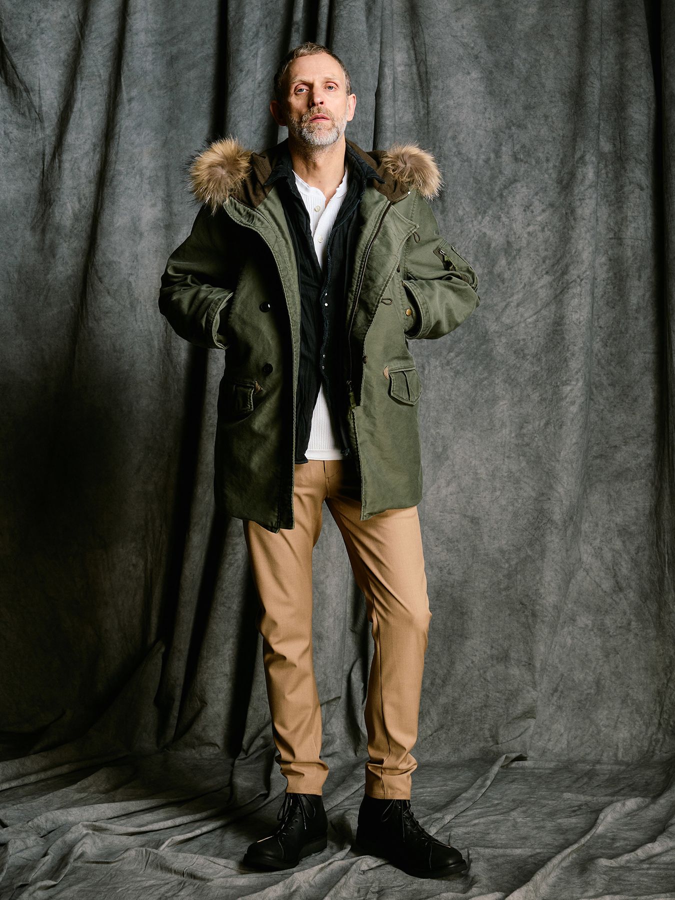 【予約品 4月19日(日) 18時締切】2-hook denim shirt / 2フック デニムシャツ / ブラックユーズド