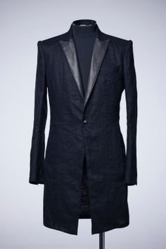 《予約品》 Eco Leather Lapel Long Jacket ジャケット / Black 【THE ONENESS】 6月入荷予定