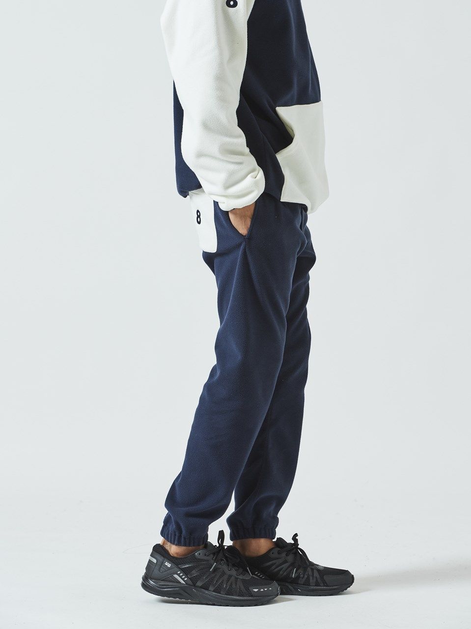 muta Stretch Fleece Pant / フリースパンツ/ ネイビー・ホワイト 【Acanthus×muta】