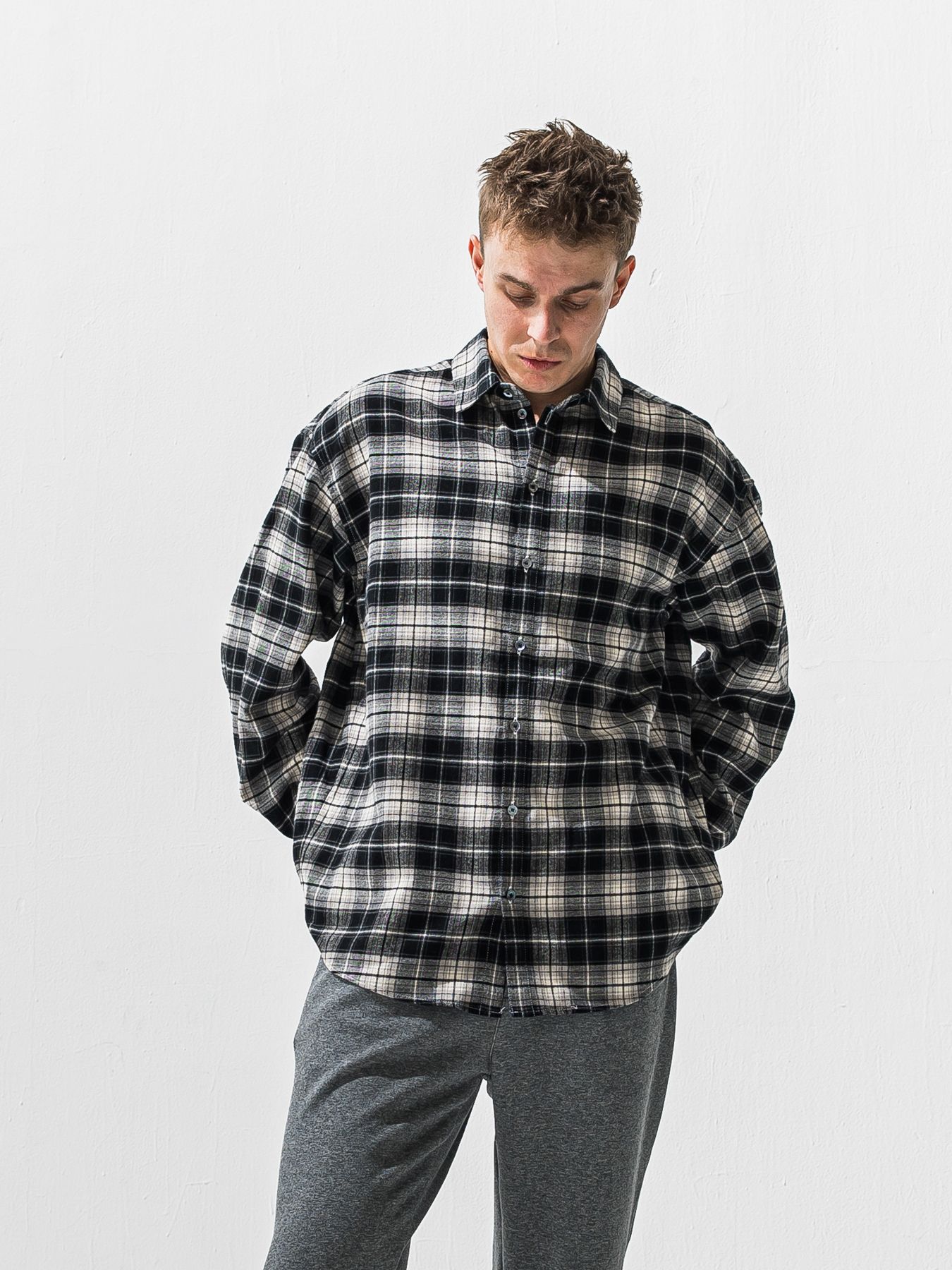 【予約品 9月6日(日) 締切】FLANNEL JACK SHIRTS / オーガニックコットン フランネルチェック ジャックシャツ / ブラック