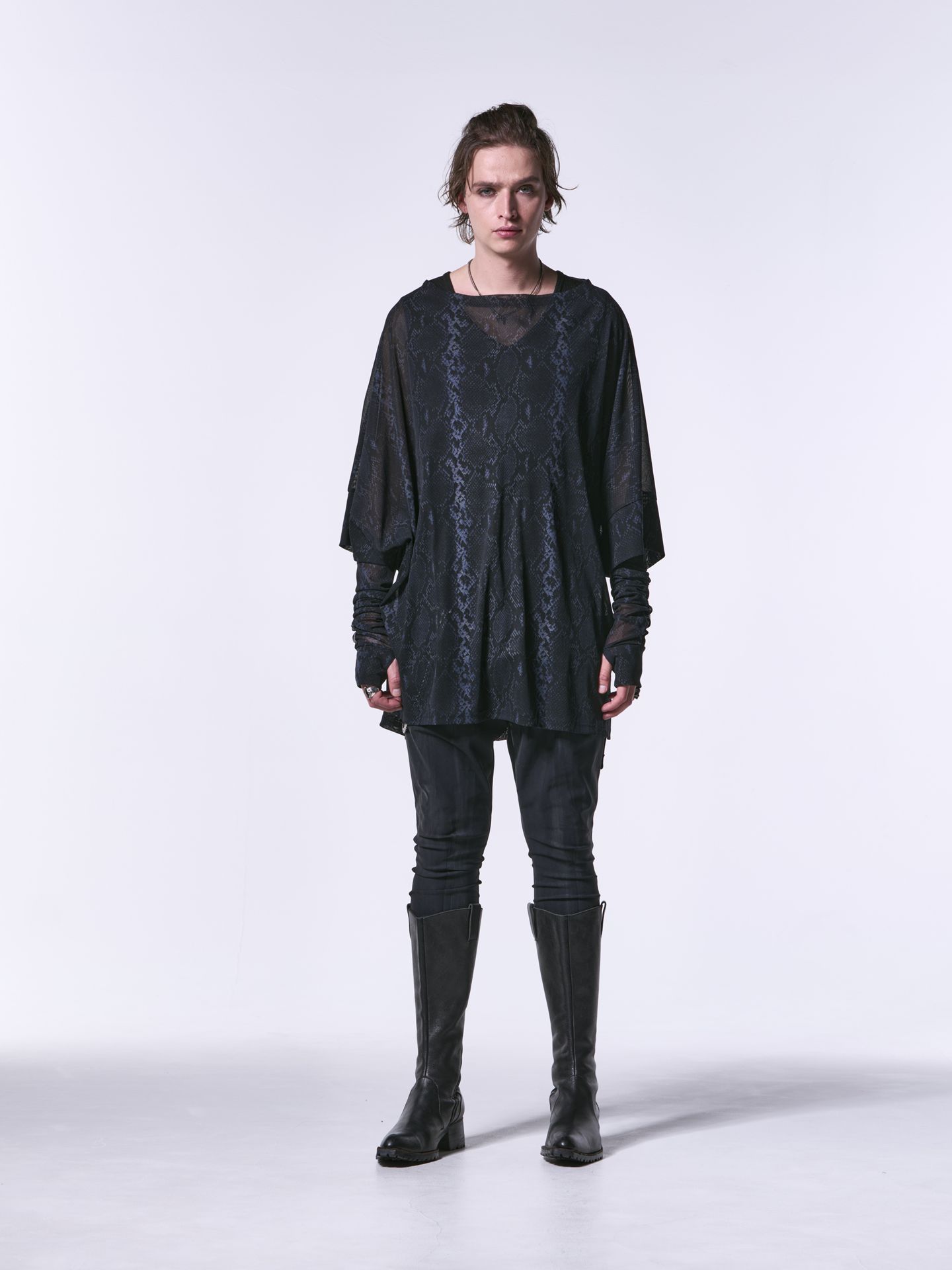 《予約品1月13日 10時締め》 Dolman-T / メッシュ ドルマンTシャツ / ブラックパイソン