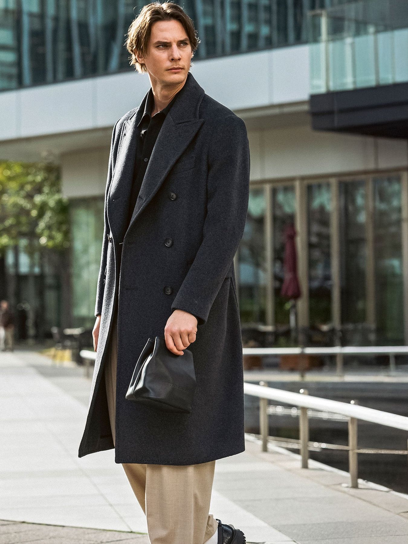PU LEATHER MINIMALIST KINCHAKU / シンセティックレザーミニバック / ブラック