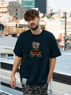 8ozフレンチテリー カートベアシークイン SSシャツ / ブラック