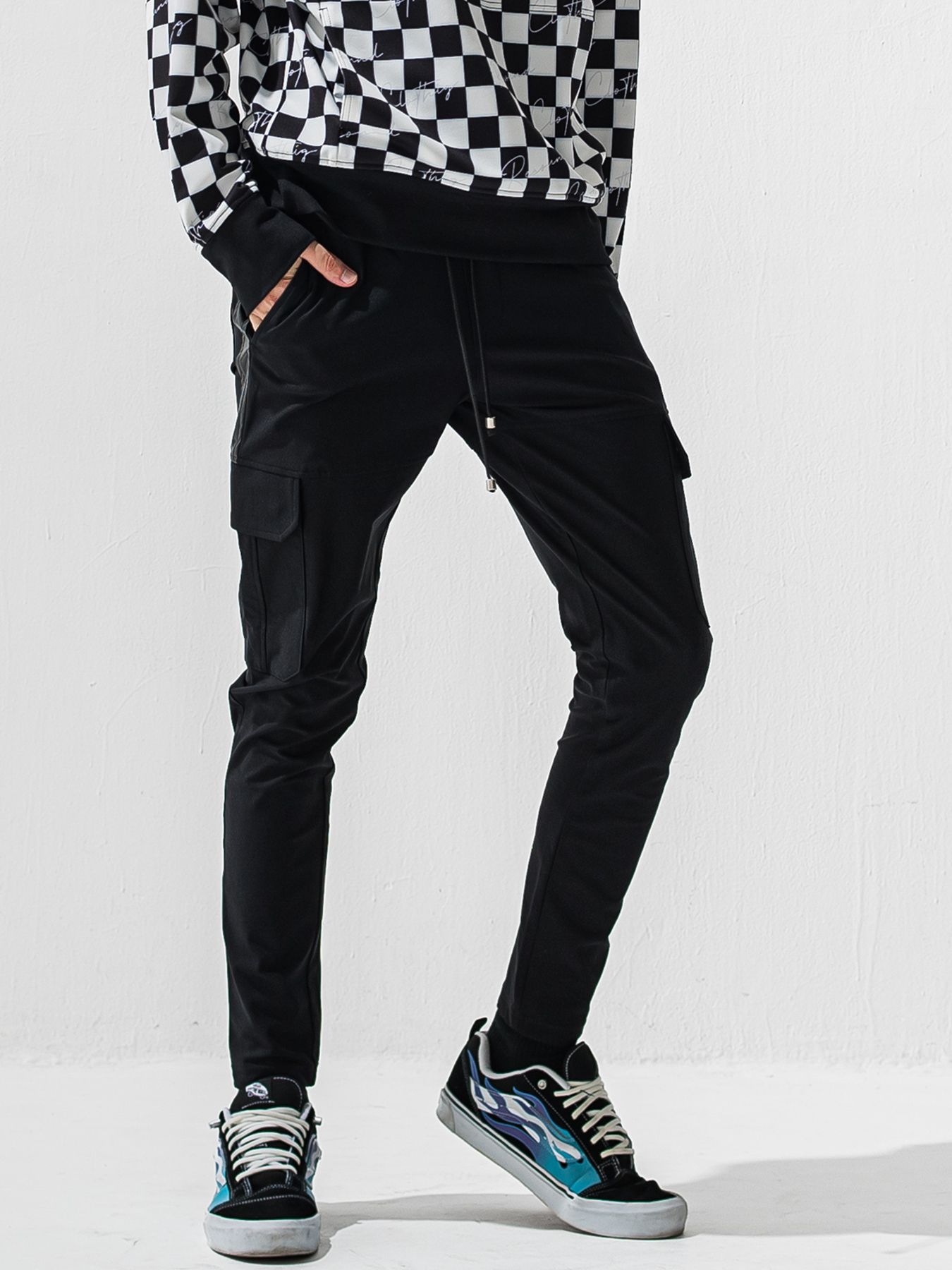 【予約品】DARRELL HEAT CARGO PT / 裏起毛 カーゴラインパンツ / ブラック