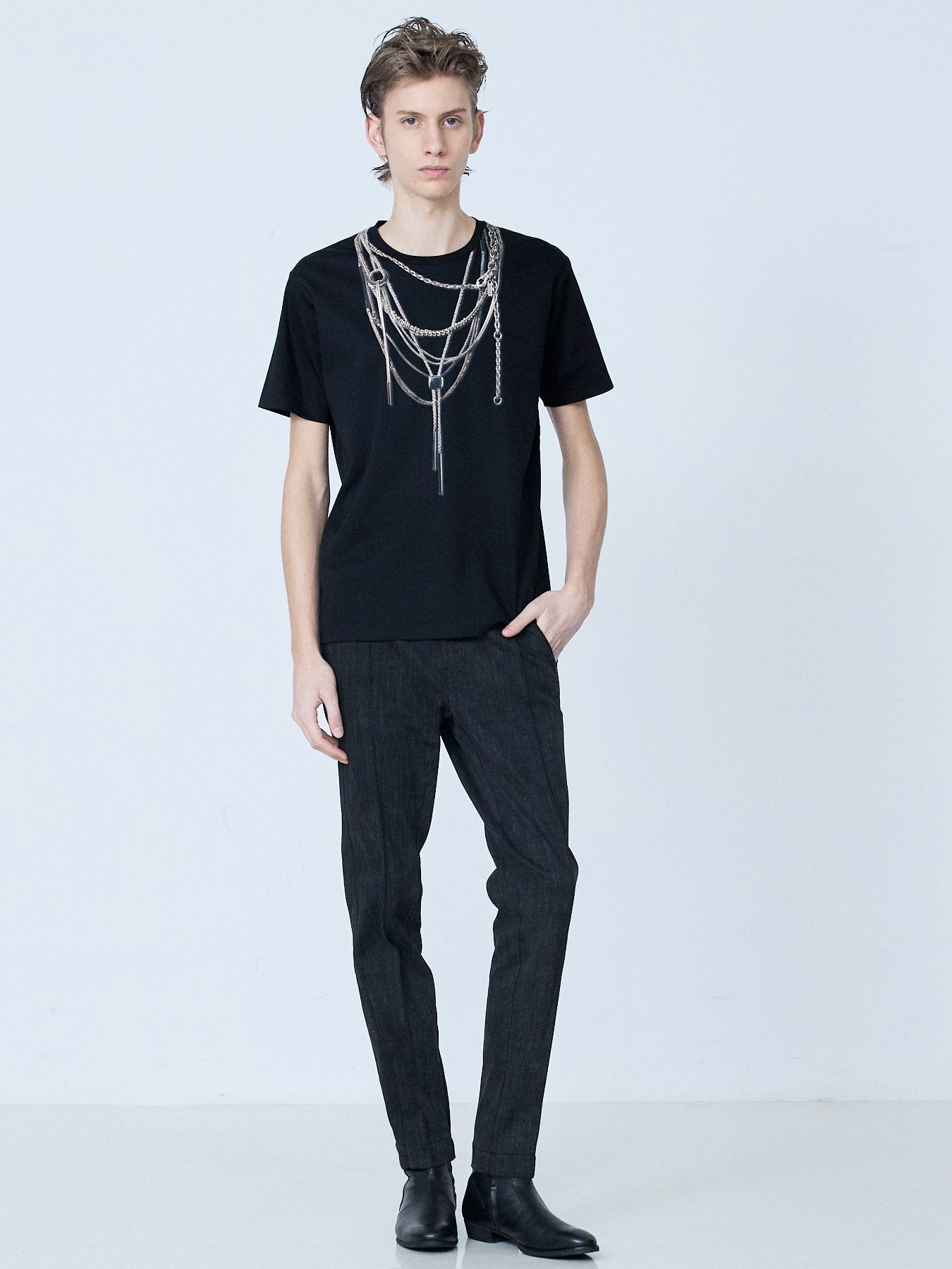 《YArKA × 5351》ネックレス プリント 半袖 Tシャツ / ブラック【5351 POUR LES HOMMES】