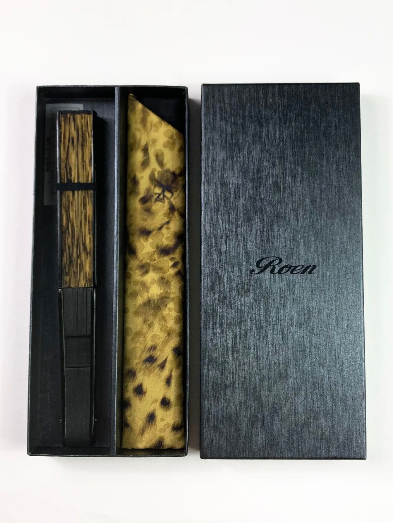 ROEN FAN 絹 豹柄スカルセット -04YELLOW-扇子 Roen×京都 白竹堂 日本製