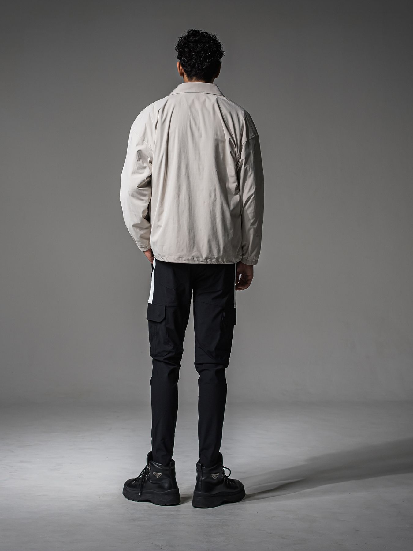 【予約品 】STRIPE QUILTING DROP TRAINER / ストライプキルティング ルーズトレーナー / ブラック