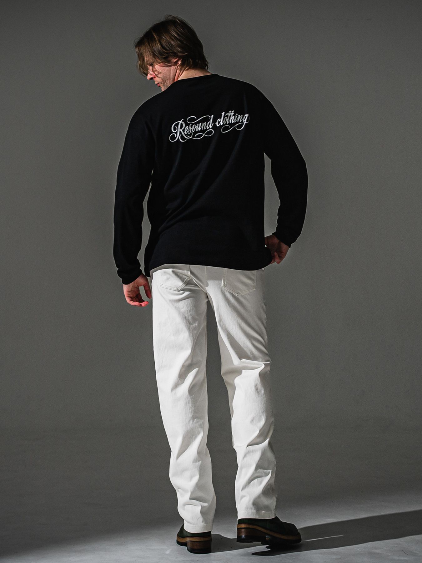 【予約品】PIN ST RC over longsleave Tee / ピンストライプロゴ オーバーサイズ ロングスリーブ Tシャツ / ブラック