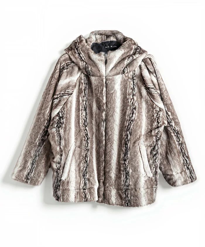 フェイクファーBIGフーデッドBLZ BEIGEベージュ【NO ID.】