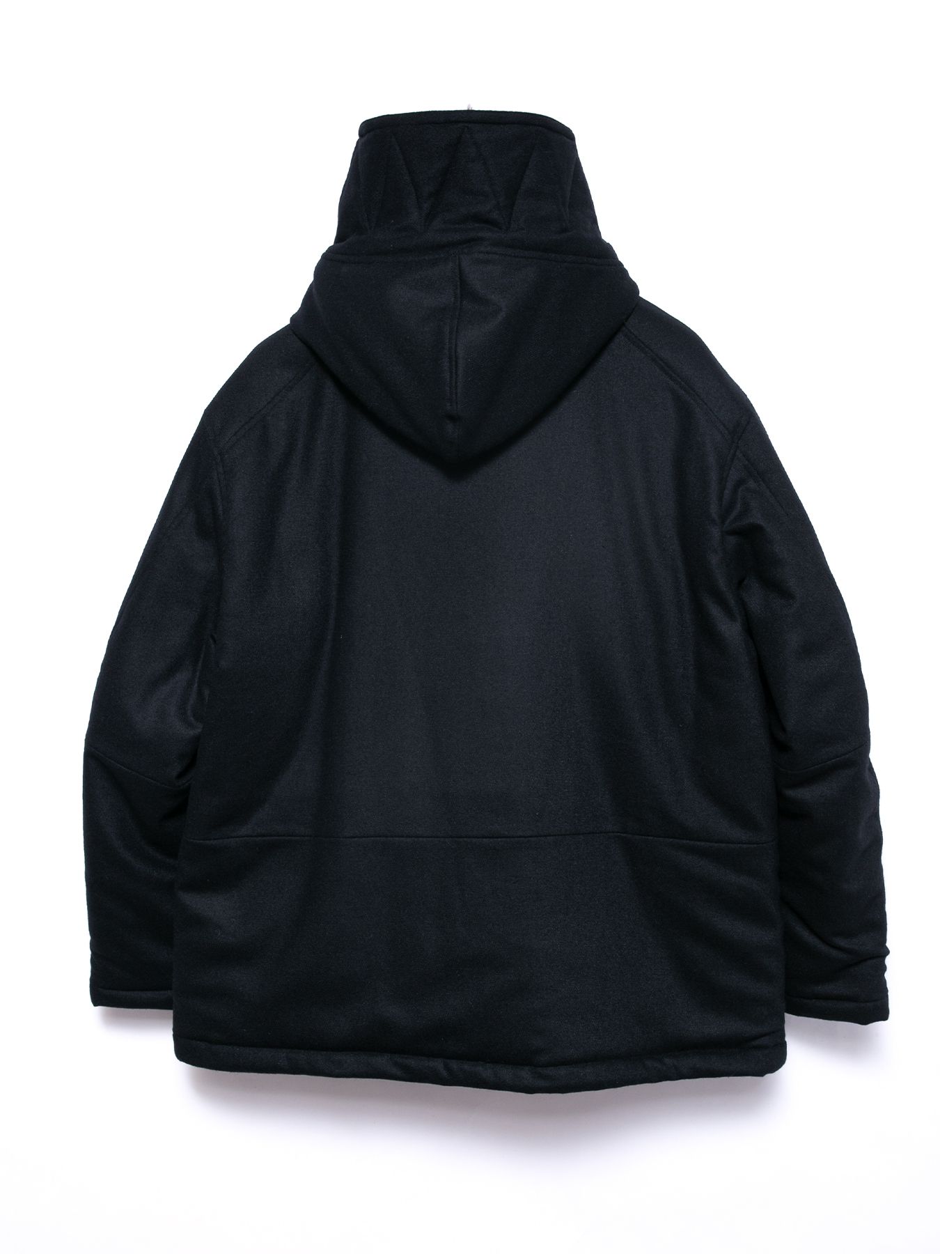 【予約品 4月6日(月) 締切】Stretch recycled wool cashmere blend Twill Quilted Padded Flight Jacket / カシミア混 ストレッチ リサイクルウール ツイル 高機能中綿フライトジャケット / ブラック