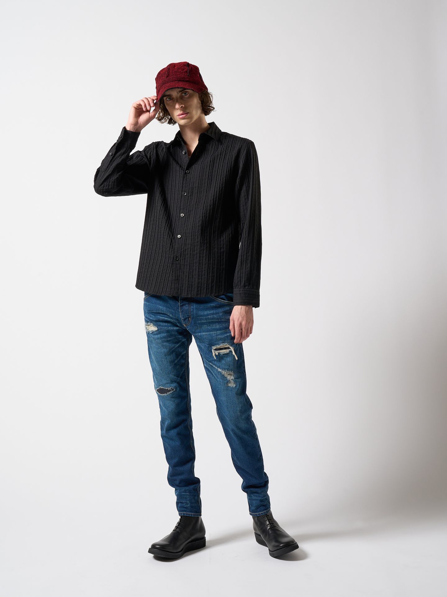 【予約品】 stripe shirt / ストライプシャツ / ブラック