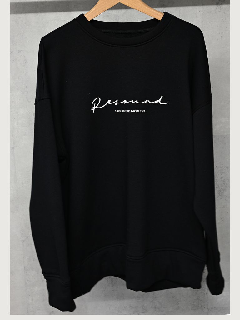 裏起毛handwriting rogo  velours fleece drop trainer  / ルーズトレーナー / ブラック