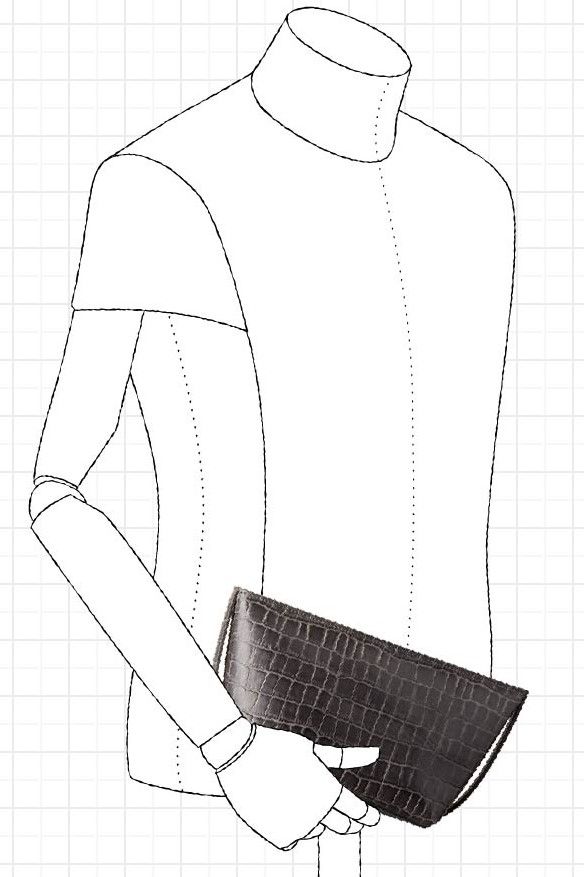クラッチ ポーチ Tint Embossing Leather / Pale Black 【aniary】