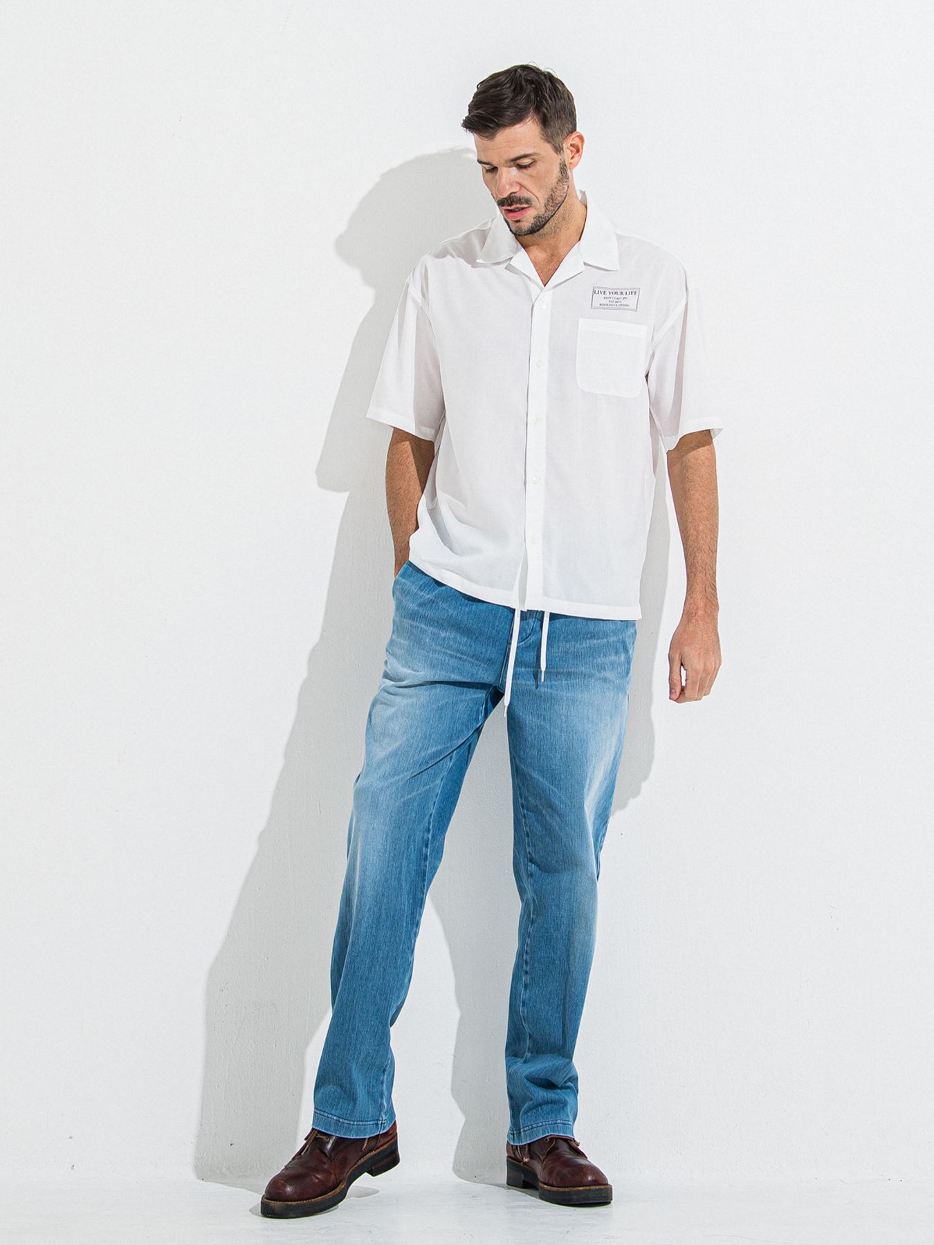 DENIM JERSEY WIDE PT / デニムジャージワイドパンツ / ライトインディゴ