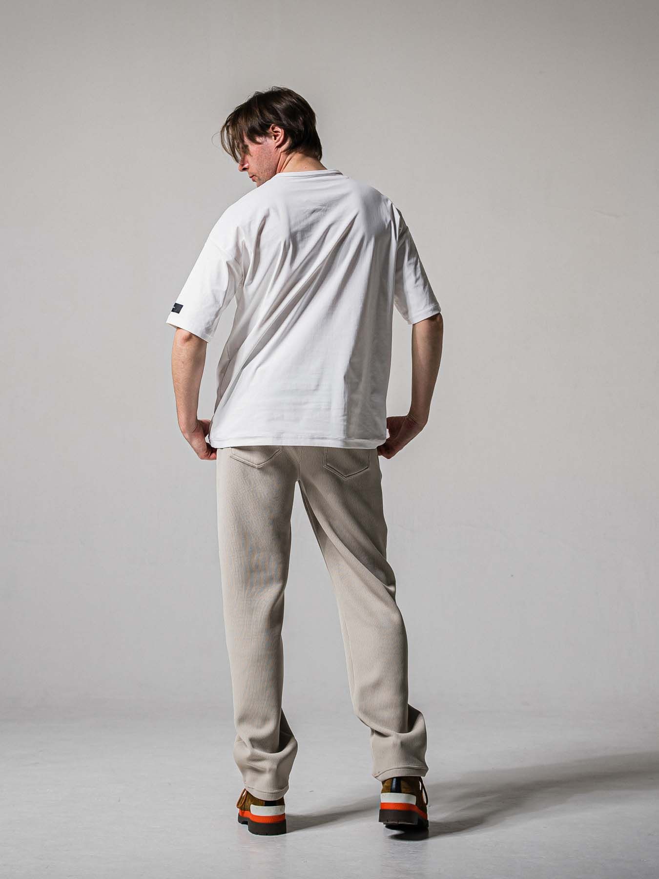 【予約品 11月16日(日) 締切】AZE  WIDE TUCK PANTS / 畔編みニット セミワイドシルエット ワンタック イージーパンツ / グレージュ