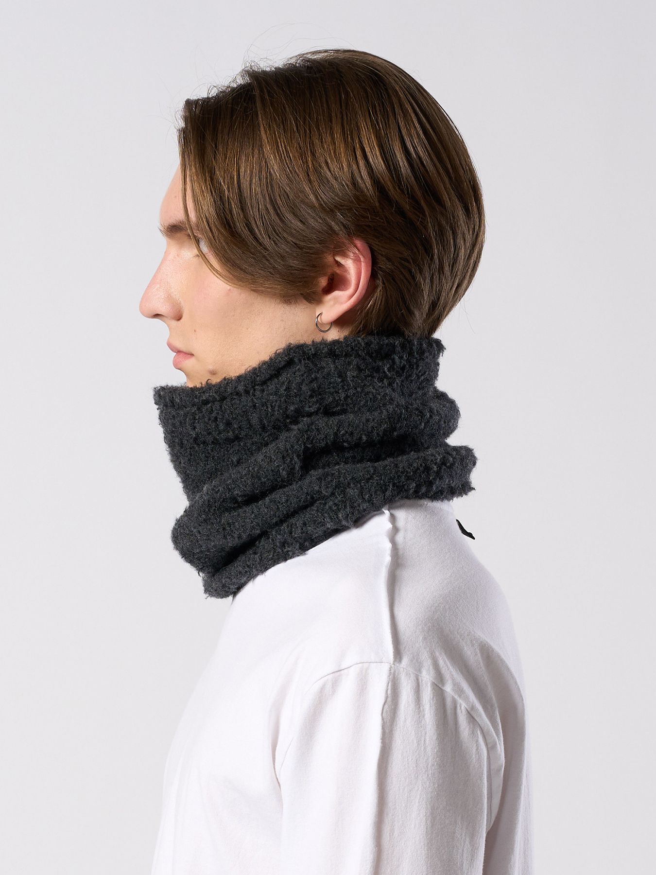 【予約品 4月19日(日) 18時締切】fancy yarn knit snood / ニットスヌード / チャコール