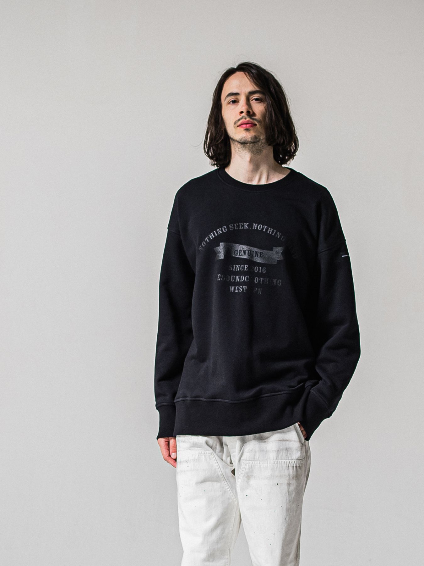 【予約品 11月16日(日) 締切】HF URAKE COLLEGE DROP TRAINER / 裏毛 カレッジロゴルーズ トレーナー / ブラック