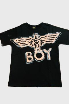 【Kids】 ピンクロゴプリントTシャツ / ブラック  【BOY LONDON】