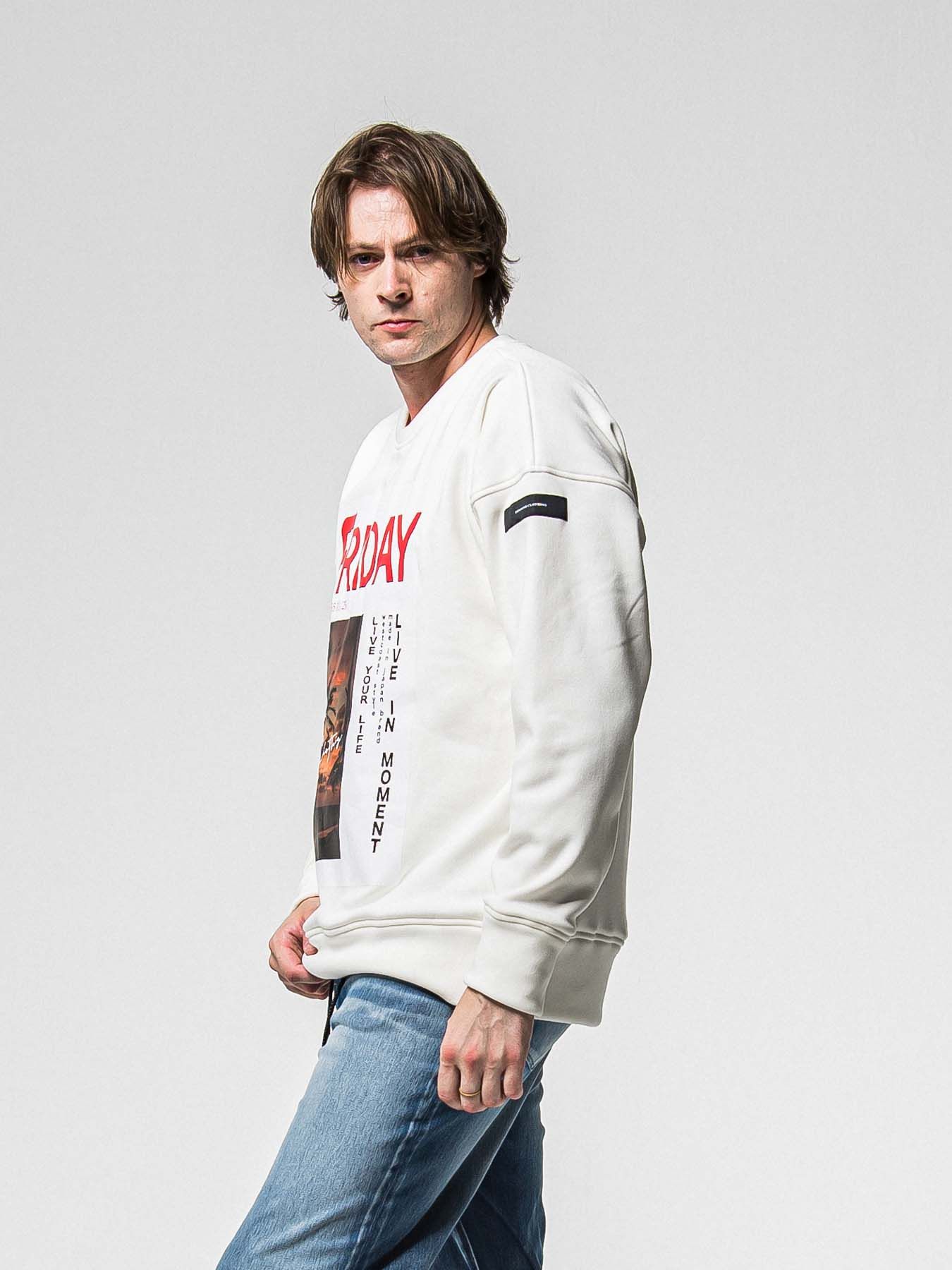 【予約品 8月31日(日) 締切】FRIDAY OLD COVER VEROURS FLEECE TRAINER / FRIDAYコラボ オールドカバー ベロアフリース トレーナー / ホワイト