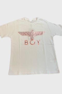 【Kids】 ピンクロゴプリントTシャツ / ホワイト  【BOY LONDON】