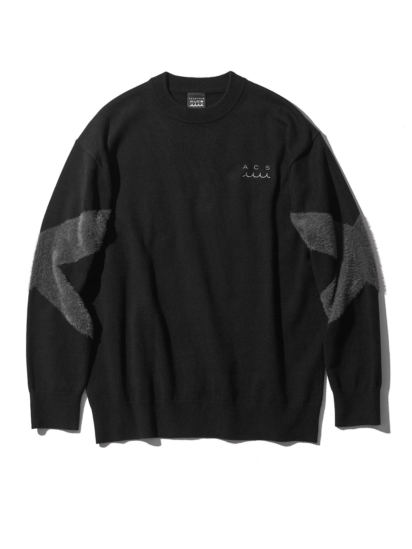 muta Arm Line Knit /コラボ ニット / ブラック 【Acanthus×muta MARINE】