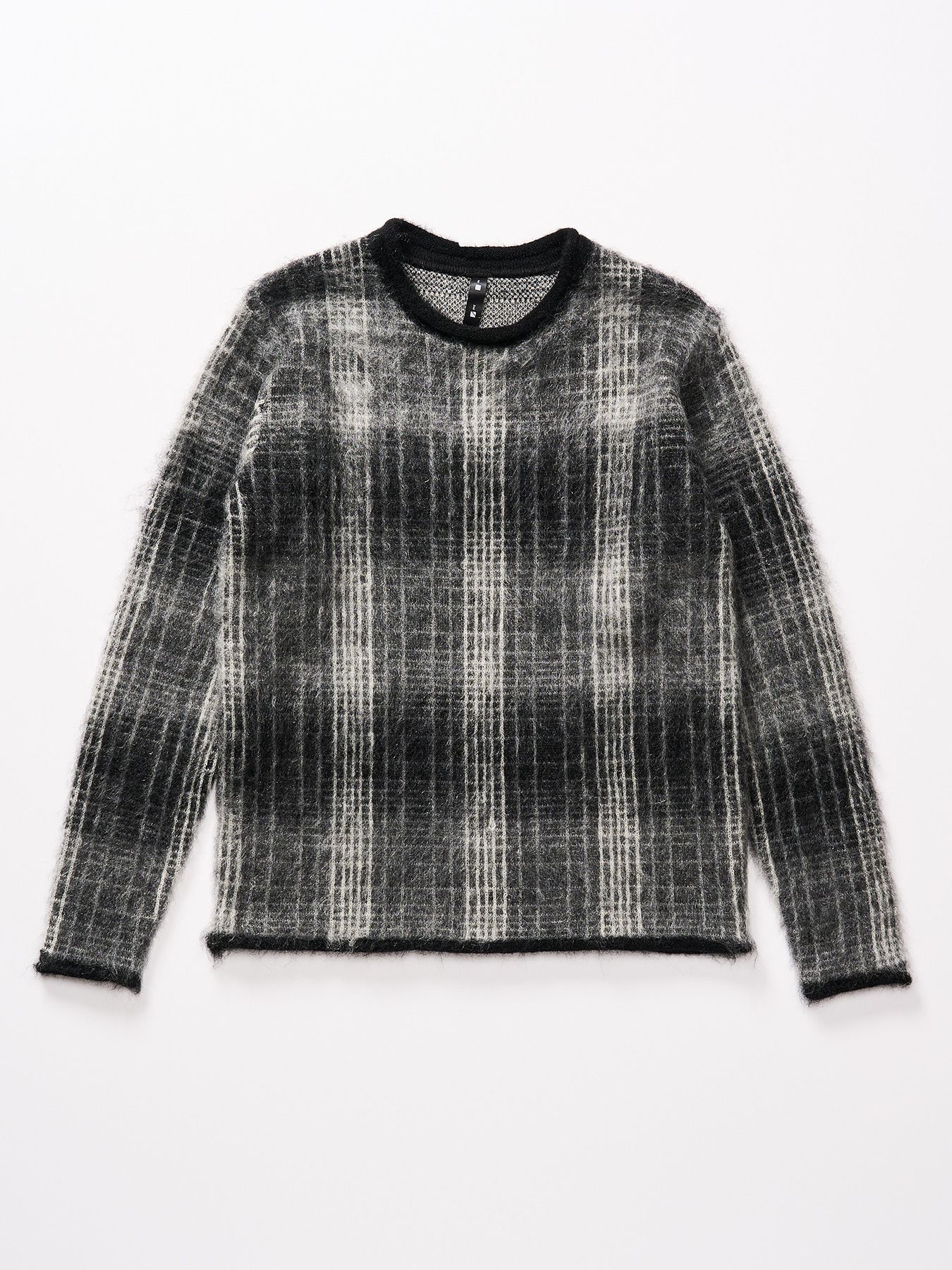 【予約品 】mohair shaggy knit crew / モヘアシャギーニット クルーネック / ブラックチェック
