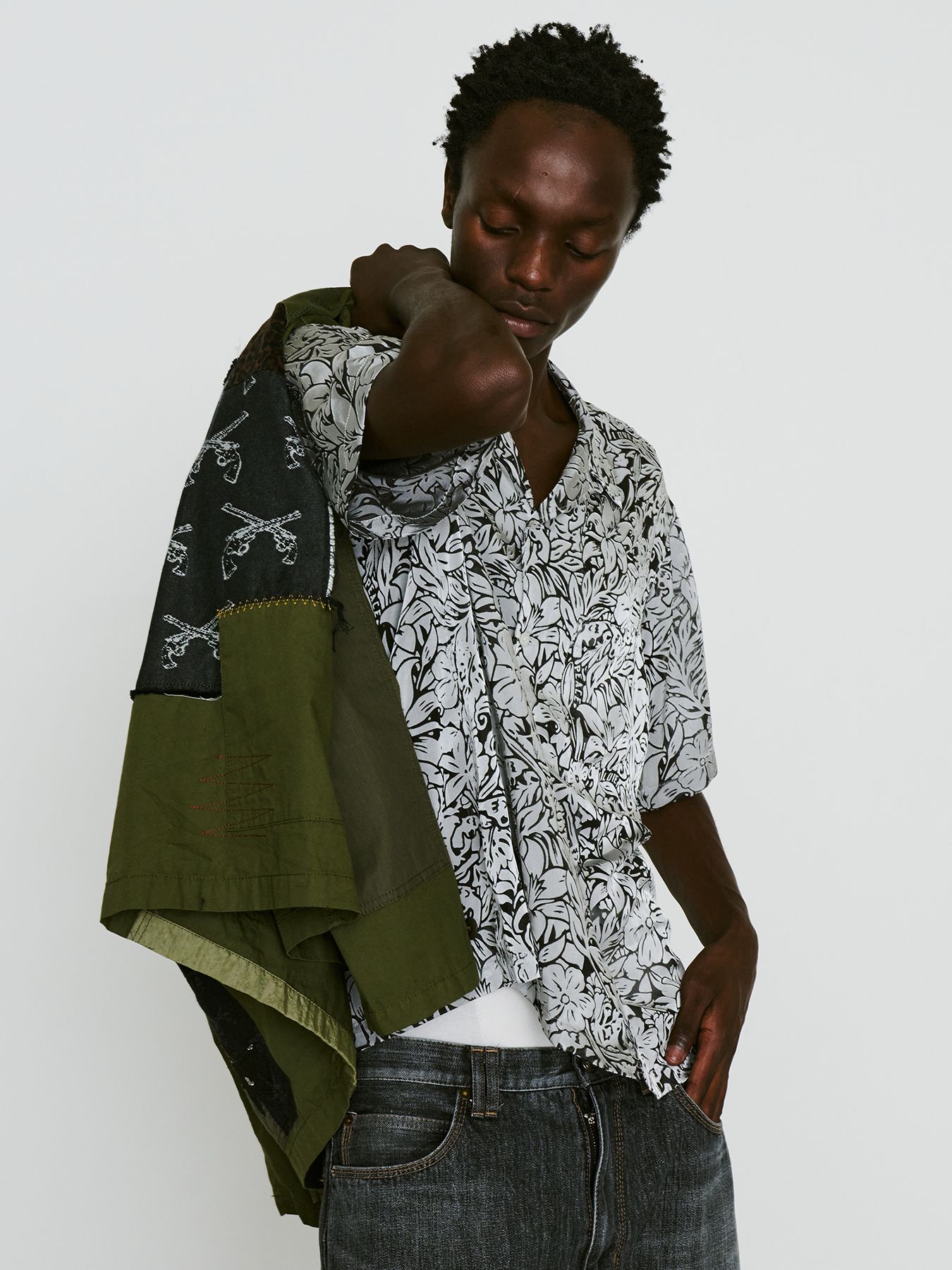 【予約品 8月10日(日) 締切 】FLOWER OPAL SHIRT / フラワーオパール シャツ / グレー