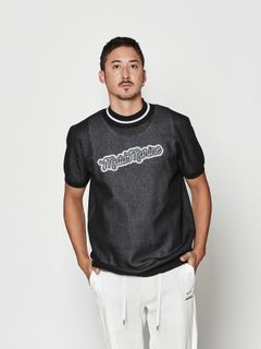 【予約品 10月9日(木) 締切】muta Sheer Knit S-S Top / シアーニットTシャツ / ブラック【Acanthus × muta MARINE】