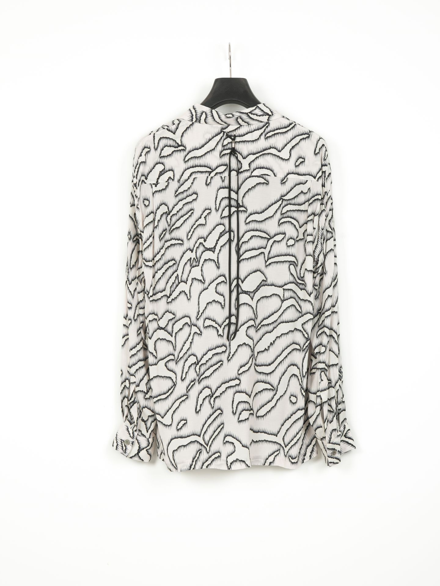 Printed Cupra Rayon L/S Open Collar Shirt / プリント L/S 開襟シャツ / ホワイト