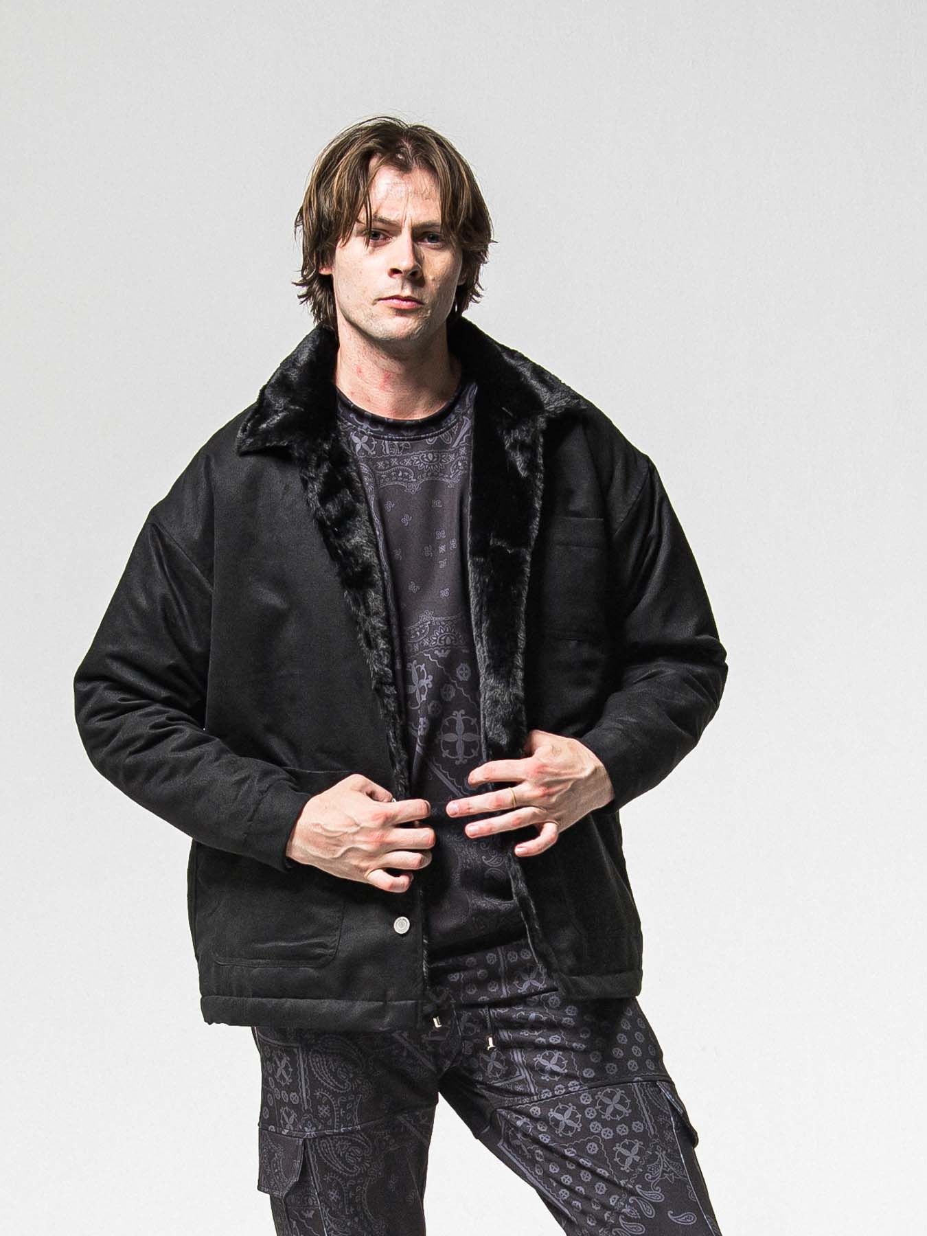 【予約品 】SUEDE FUR CAVER ALL / スウェードファーカバーオール / ブラック