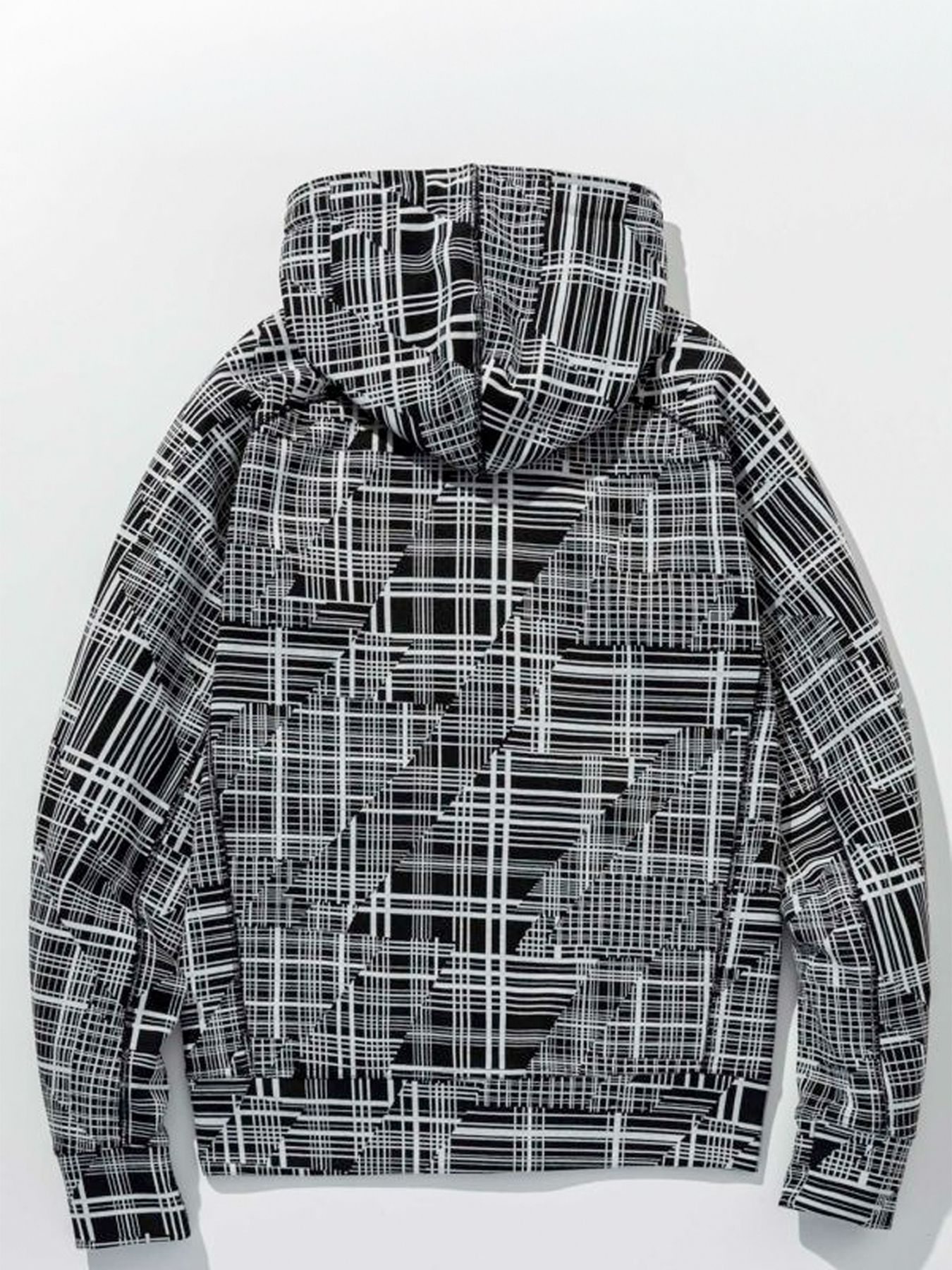 ジオメトリックジップアップパーカー / ブラック