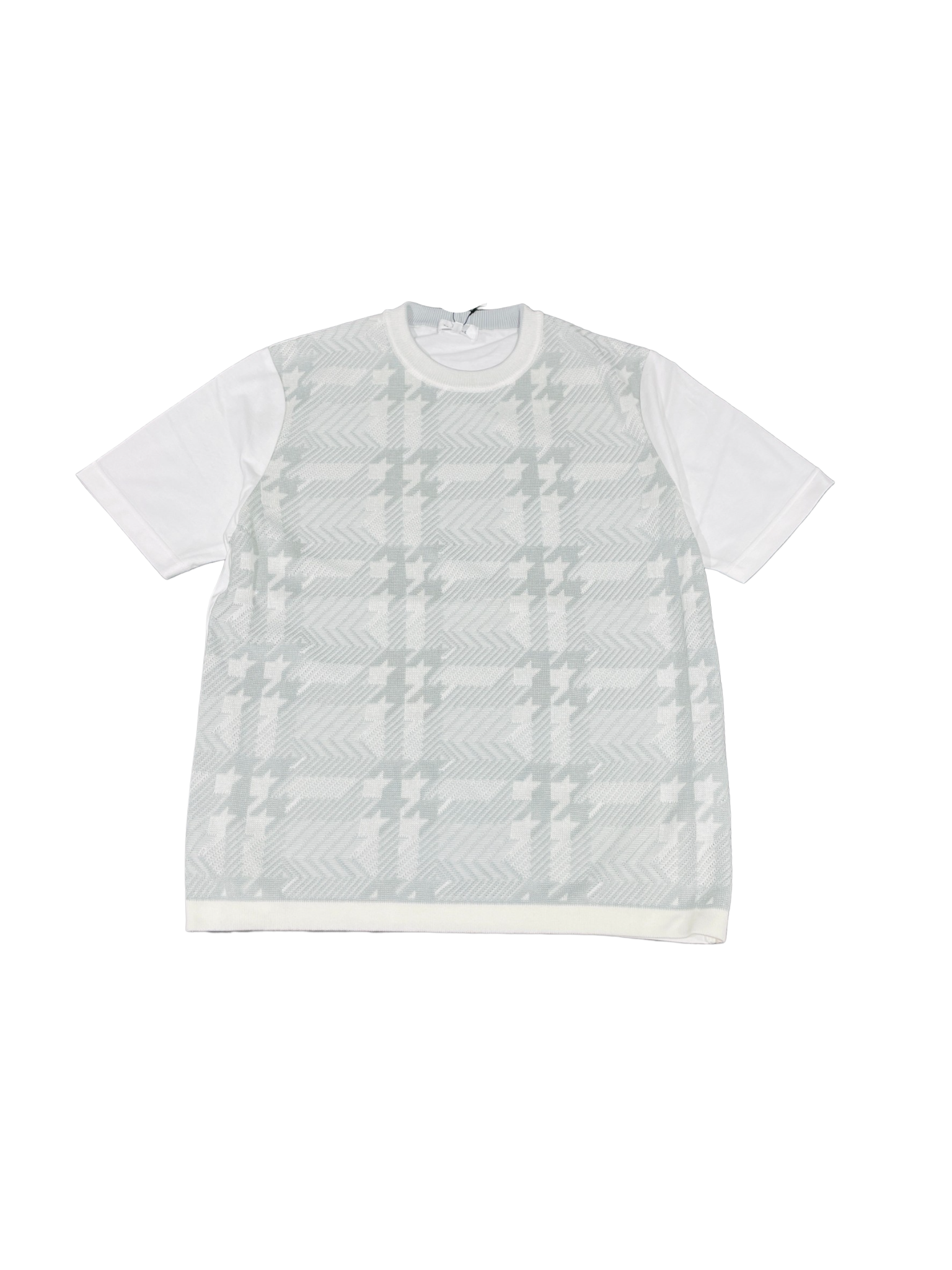 チェック切り替え Tシャツ / ホワイト 【ABAHOUSE】