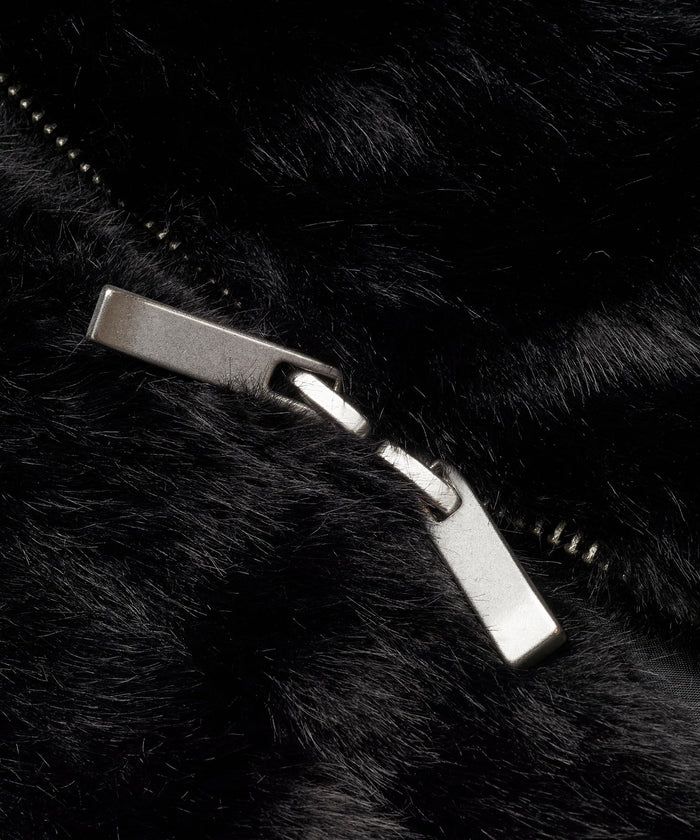 フェイクファーBIGフーデッドBLZ BLACK ブラックストライプ【NO ID.】