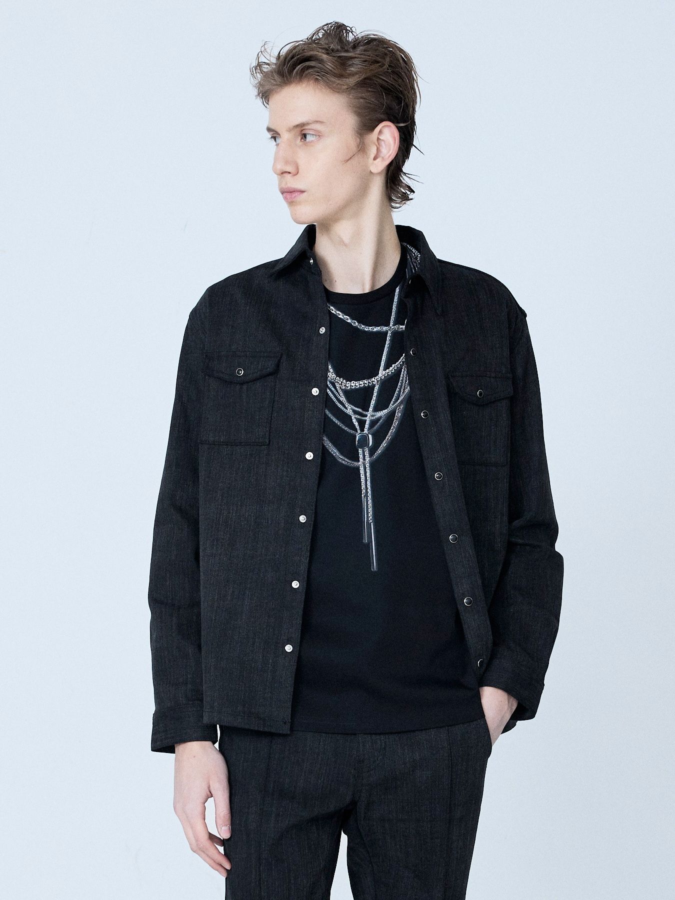 《YArKA × 5351》ネックレス プリント 半袖 Tシャツ / ブラック【5351 POUR LES HOMMES】
