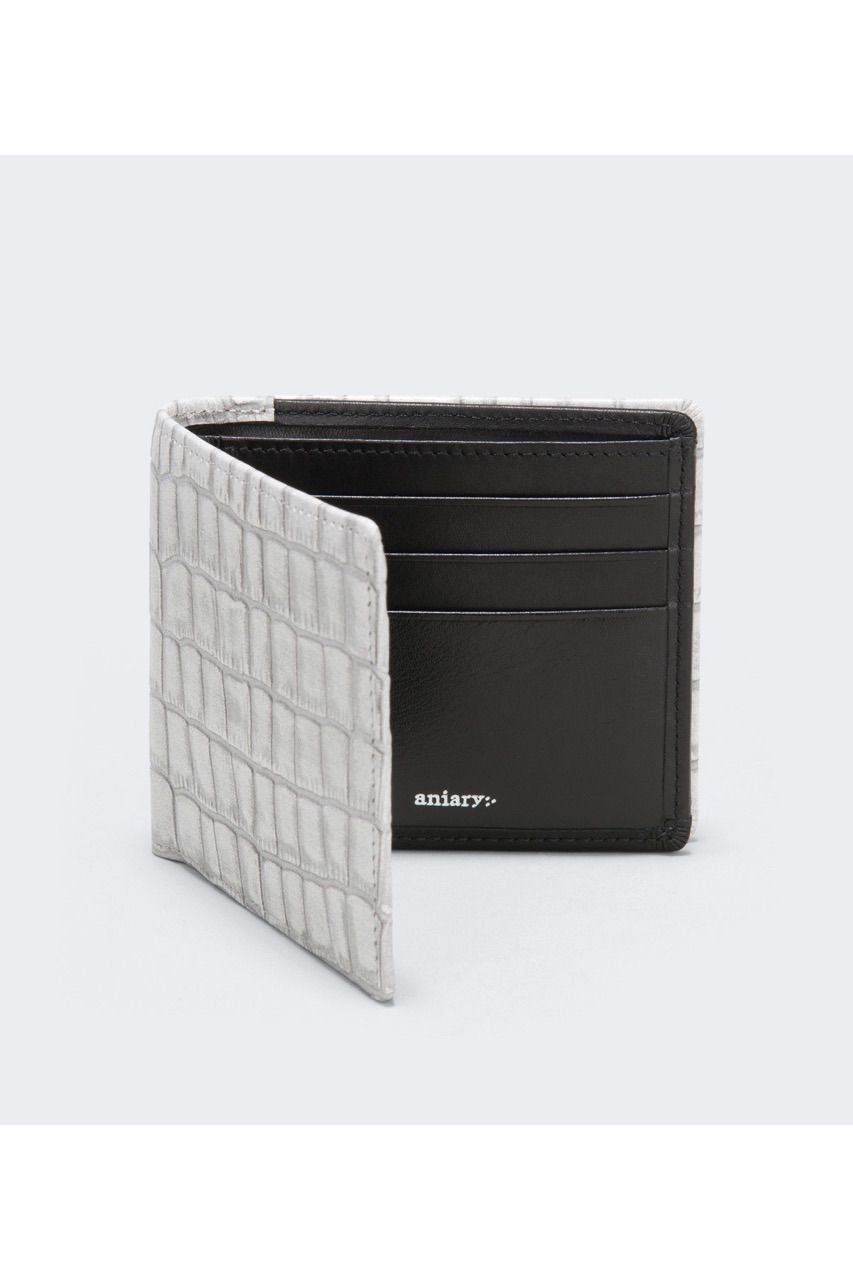二つ折り財布 Tint Embossing Leather / white 【aniary】