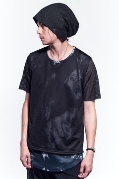 《予約品》 Layered CrewT-Shirts Tシャツ Mesh+InkJetPrint / Black 【kiryuyrik】 5月入荷予定